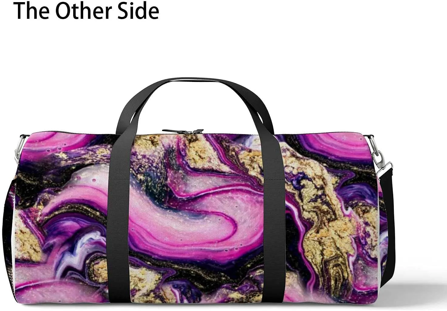 Beautiful Purple Swirl Sports Duffel Bag Travel Gym Tote Bags Lightweight Durable Shoulder Strap Waterproof Polyester Outside Mesh Pocket Overnight Trip Duffel Bag for Women Men