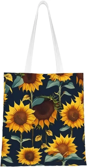 Beautiful Sunflower Print Print Canvas Tote Bag Reusable Shoulder Shopping Bags For Daily Use Shopping Travel