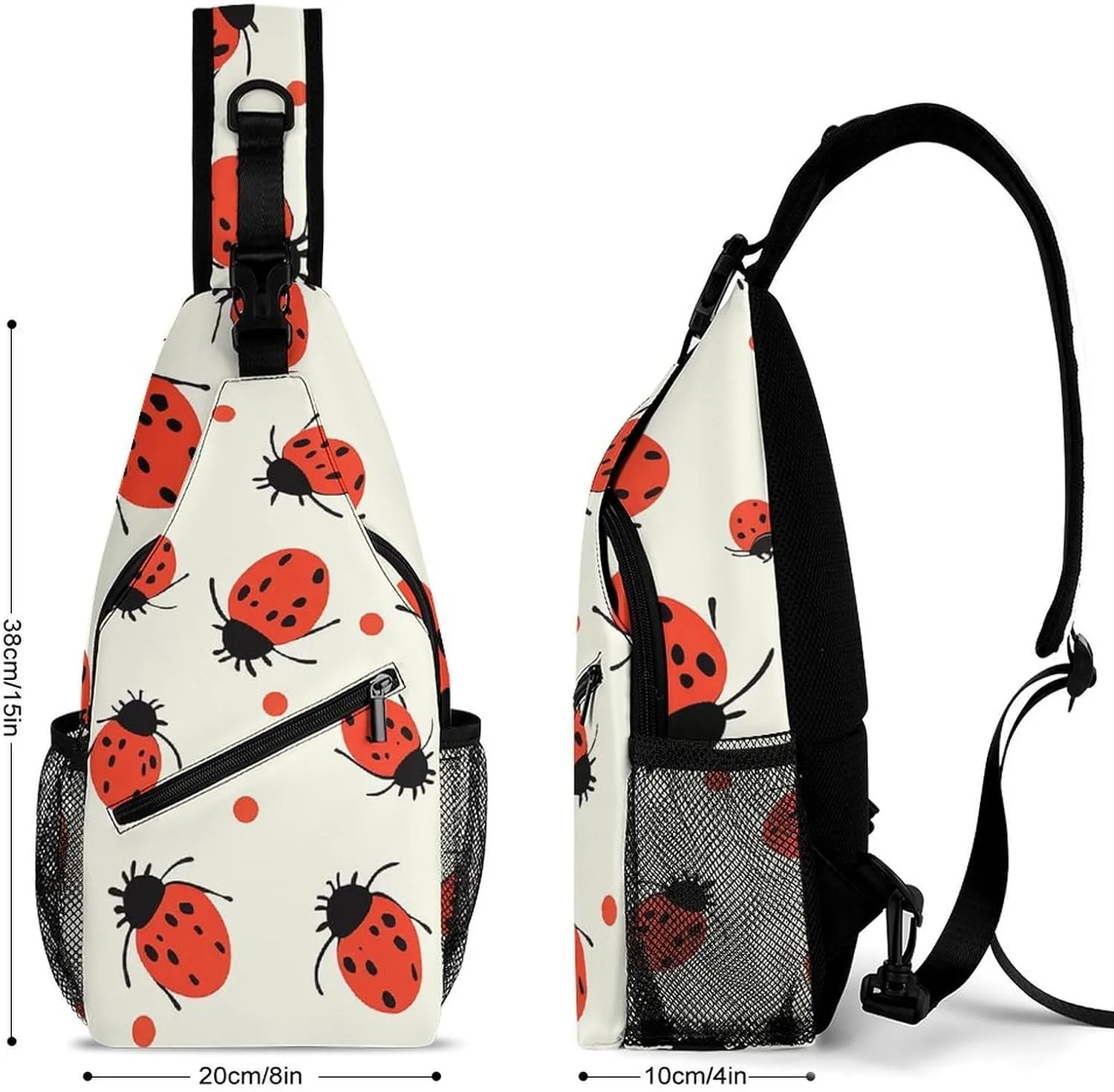 Beautiful White Blue Flowers Sling Bag Lightweight Crossbody Chest Pack Travel Shoulder Bag with Adjustable Strap