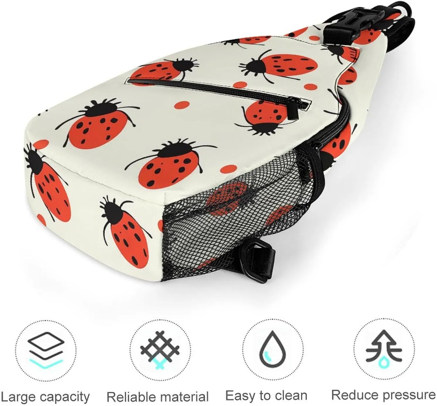 Beautiful White Blue Flowers Sling Bag Lightweight Crossbody Chest Pack Travel Shoulder Bag with Adjustable Strap