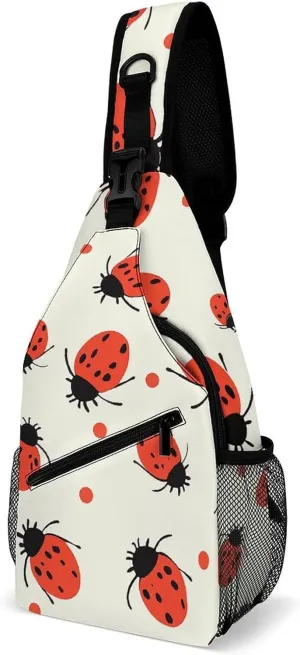 Beautiful White Blue Flowers Sling Bag Lightweight Crossbody Chest Pack Travel Shoulder Bag with Adjustable Strap