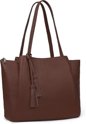 befen Genuine Leather Tote Bag for Women Work, Womens Laptop Tote Bags Shoulder Purses Totes with Compartments Handbags