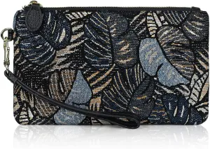 befen Women's Genuine Italian Leather Wristlet Clutch Wallet Purse, Gold Zipper