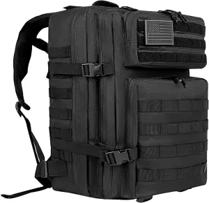 BETOVV 45L Military Tactical Backpack for Men Molle Army 3 Days Assault Pack Bag Large Rucksack traveling bag (Black)