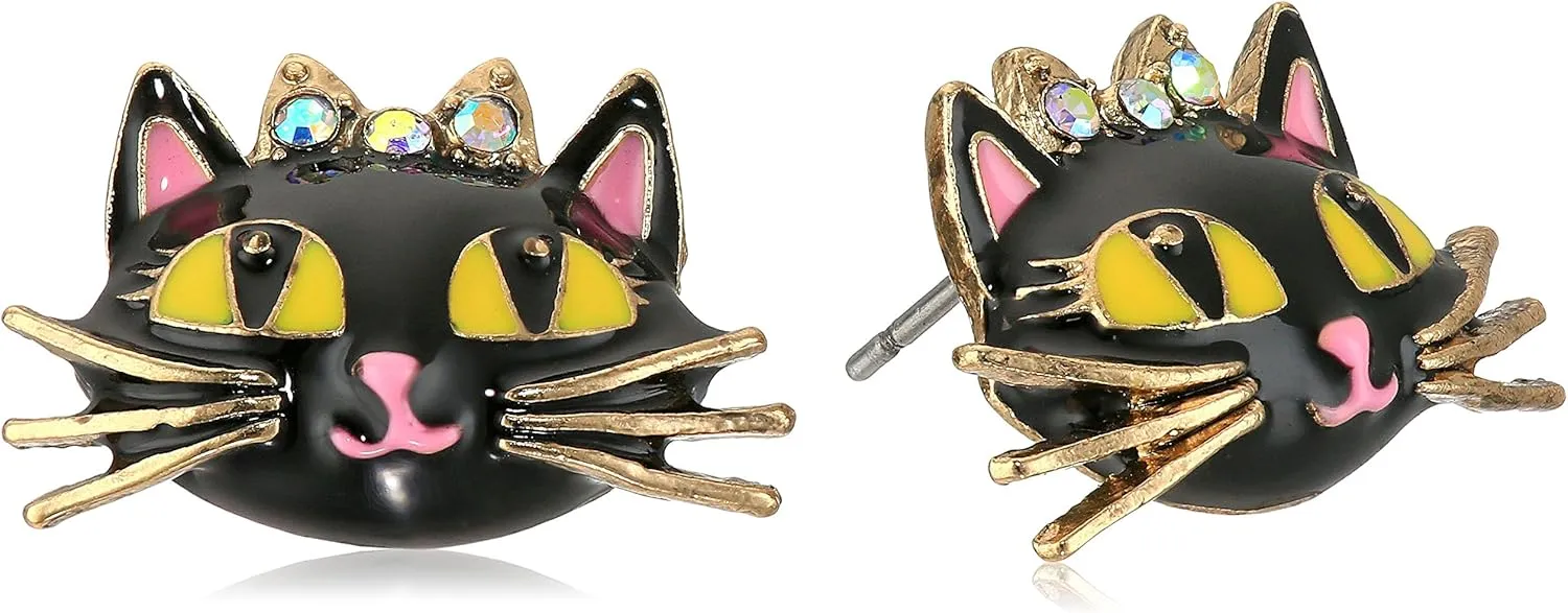 Betsey Johnson Cat Stud Earrings Pink Stud Earrings