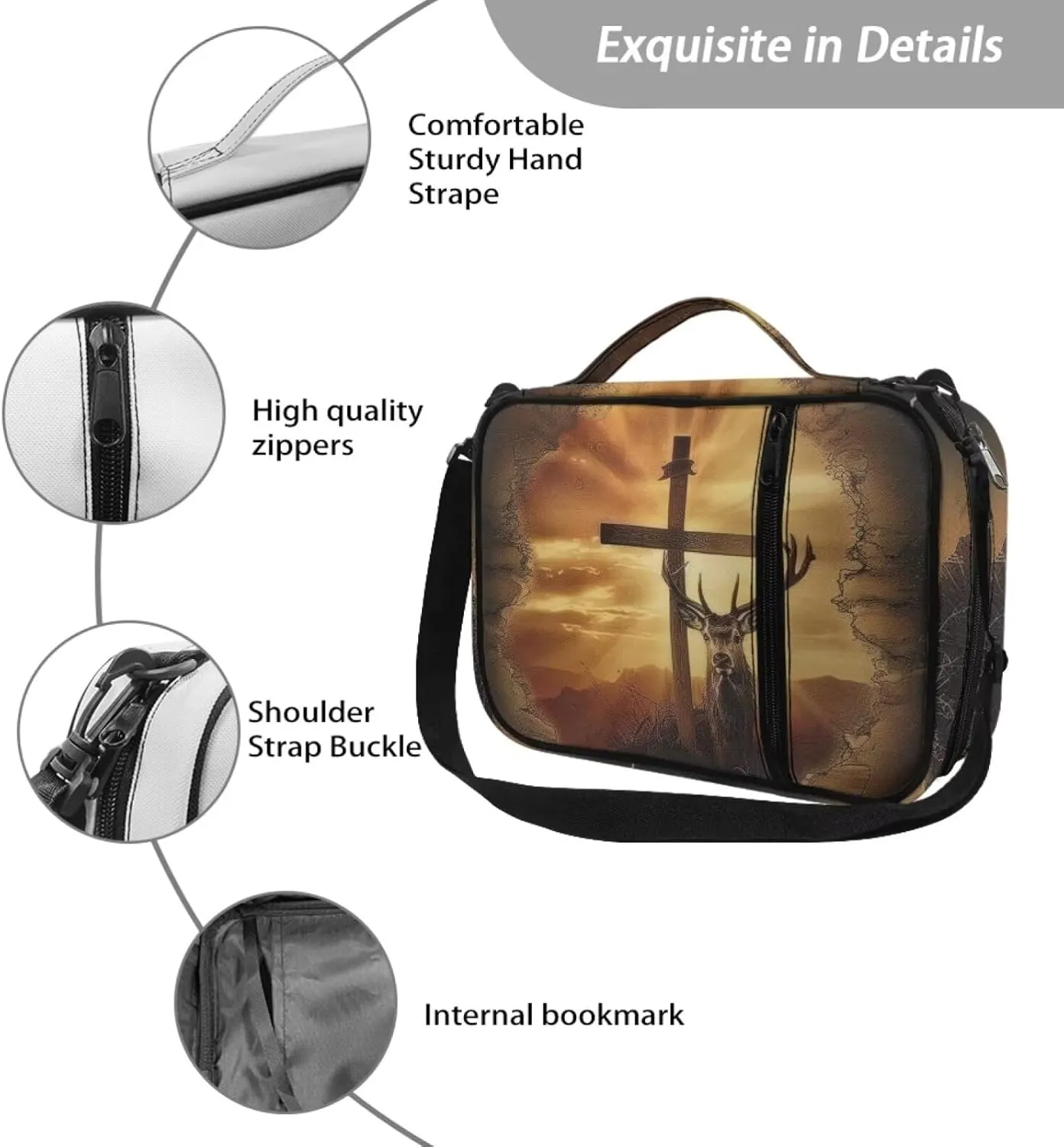 Bible Cover Case for Women Girls Bible Book Carrying Case Scripture Church Bag Bible Protective Bag