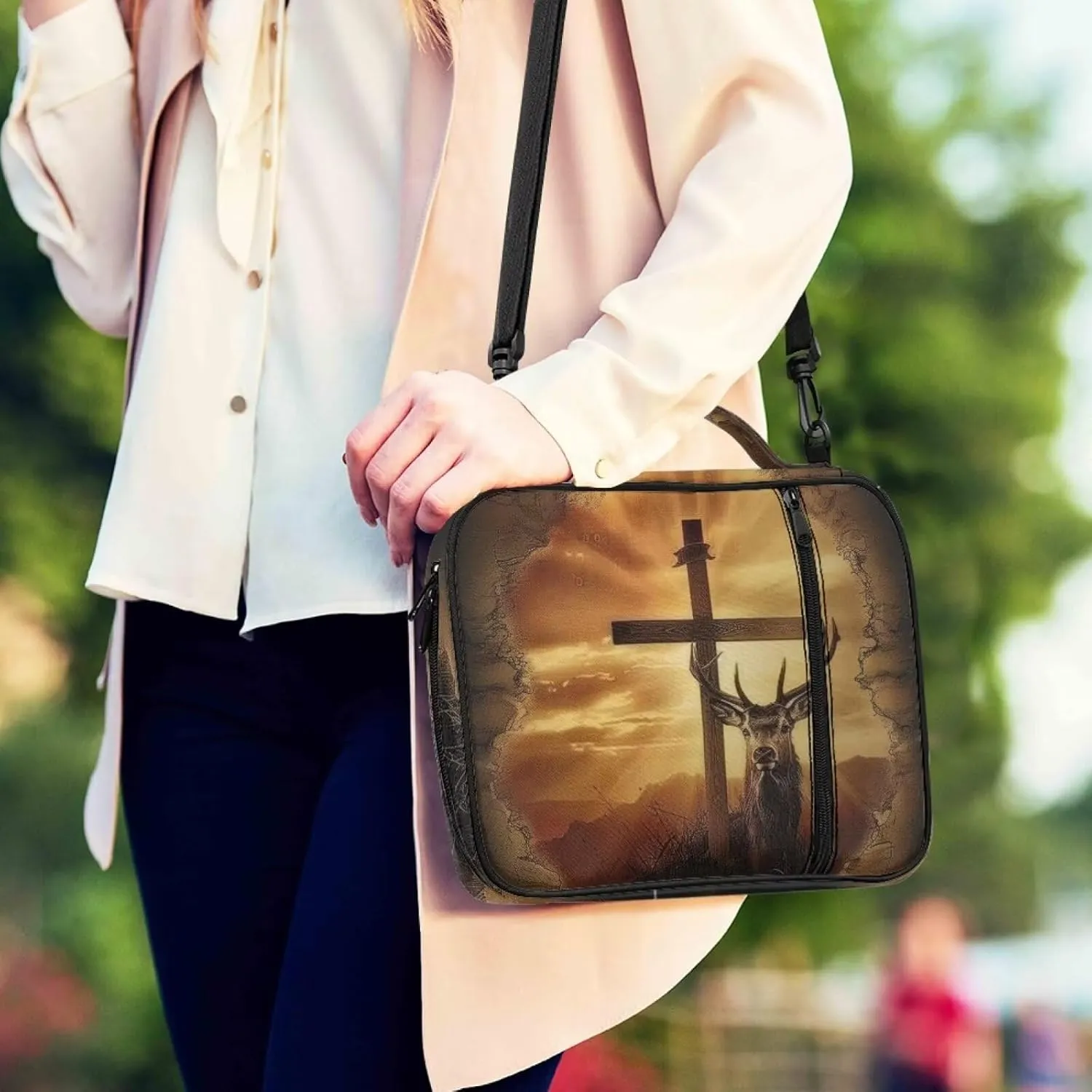 Bible Cover Case for Women Girls Bible Book Carrying Case Scripture Church Bag Bible Protective Bag