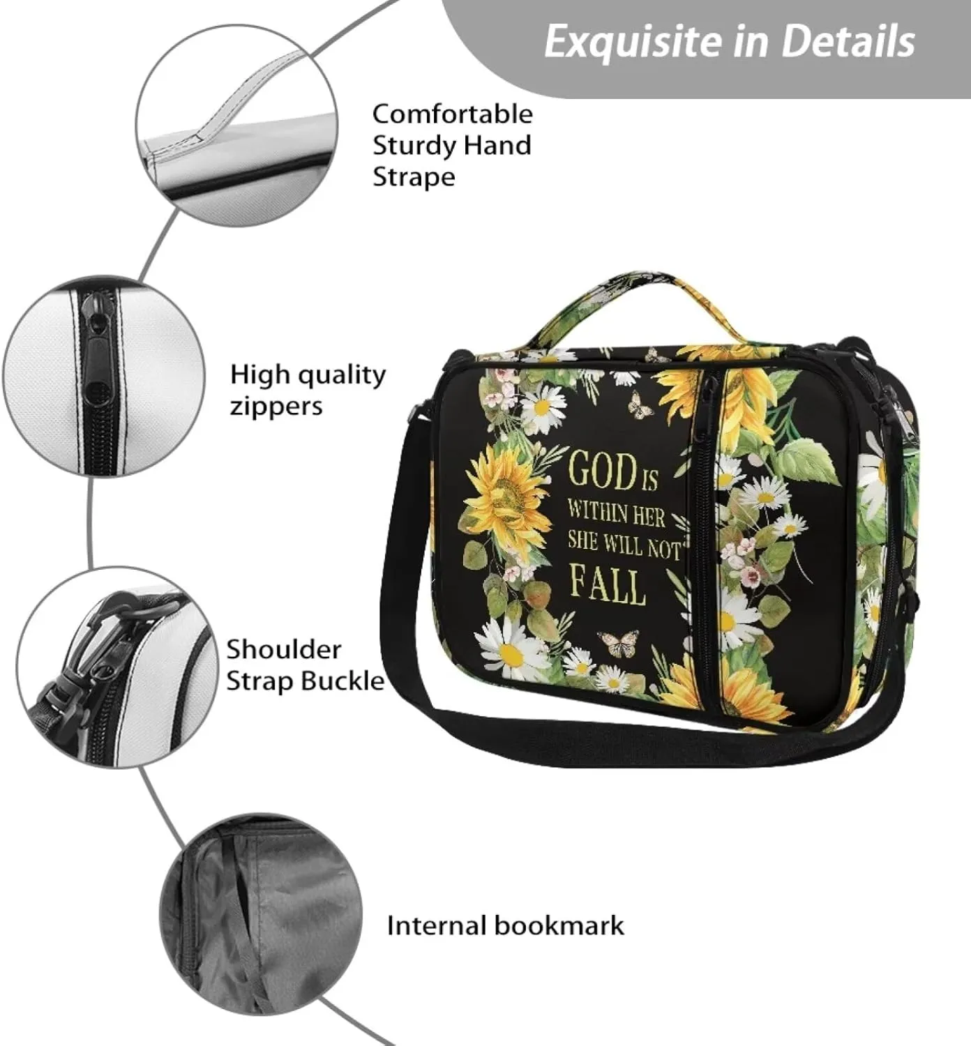 Bible Cover for Women Men, Printing Bible Case,Bible Bag, Study Bible Case