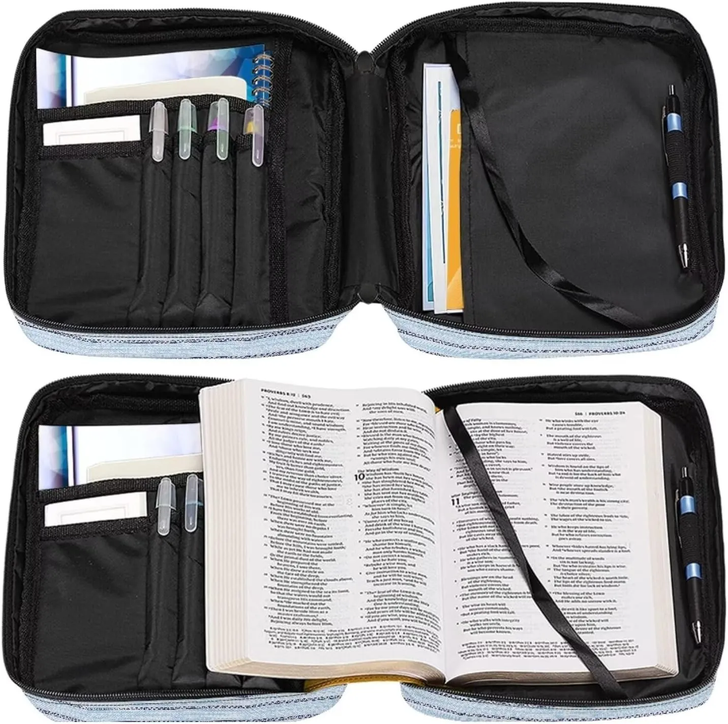 Bible Covers for Women Men Carrying Book Case Church Bag Bible Protective with Zippered Pocket
