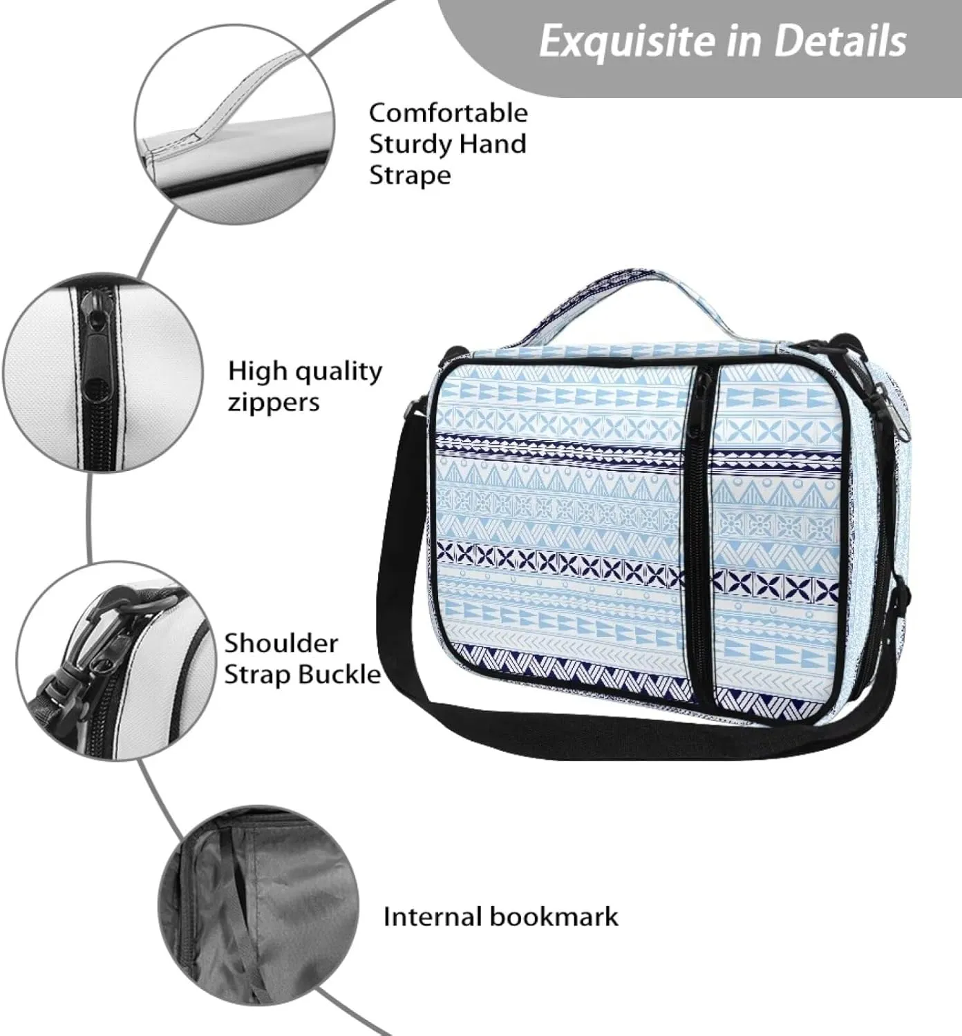 Bible Covers for Women Men Carrying Book Case Church Bag Bible Protective with Zippered Pocket
