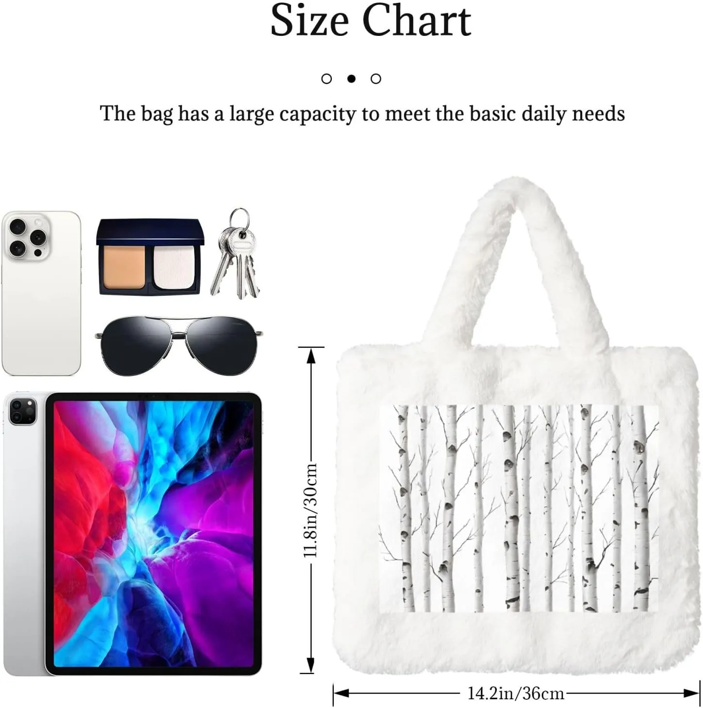 Birch Tree Plush Handbag, Comfortable Touch, Stylish And Compact, Suitable For Daily Travel