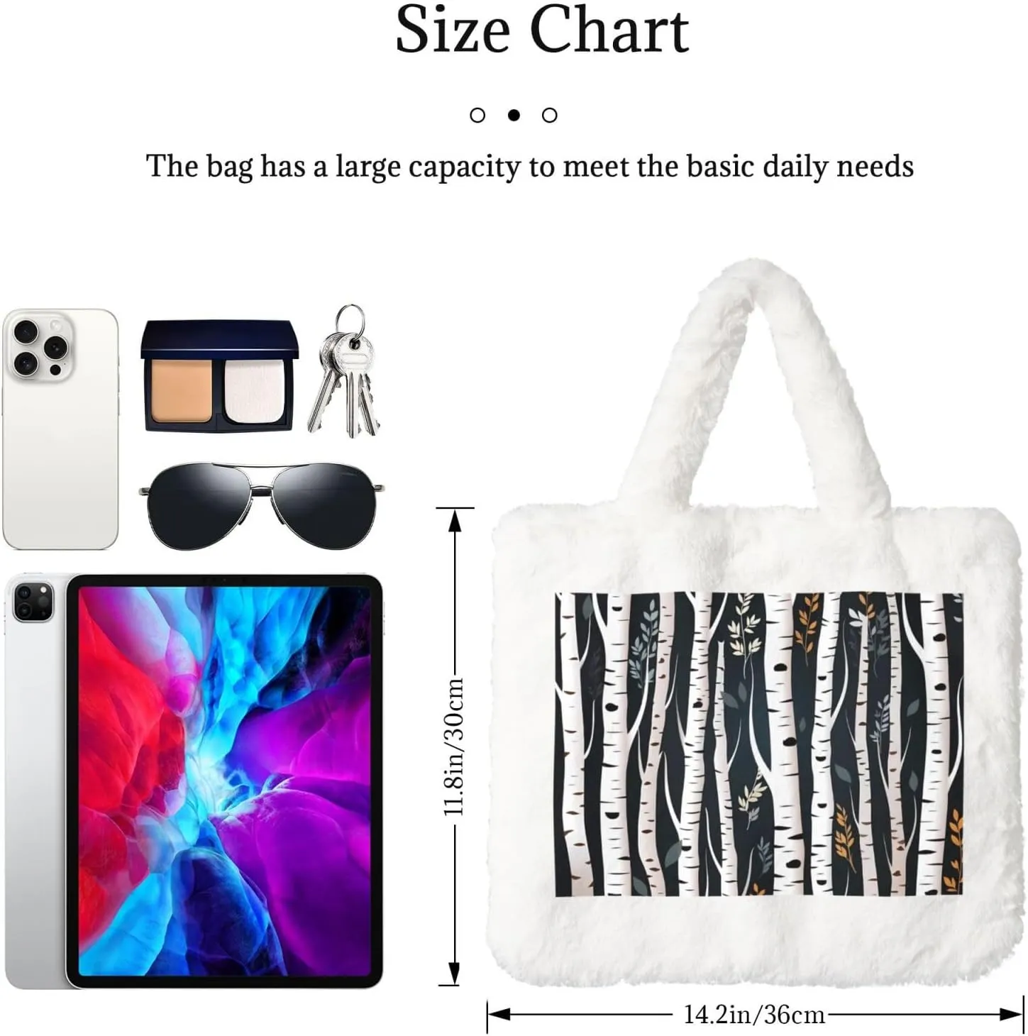 Birch Tree Plush Handbag, Comfortable Touch, Stylish And Compact, Suitable For Daily Travel