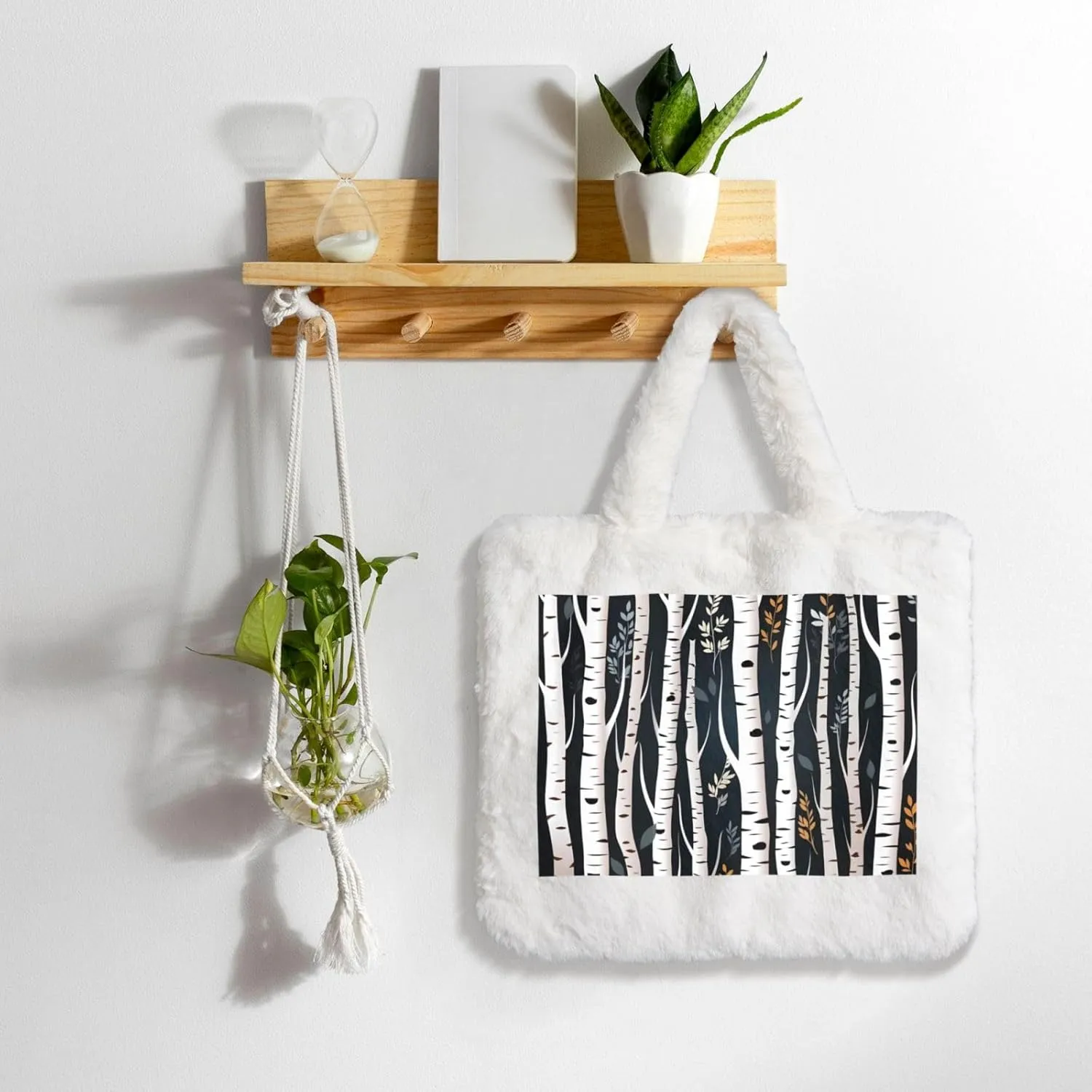 Birch Tree Plush Handbag, Comfortable Touch, Stylish And Compact, Suitable For Daily Travel