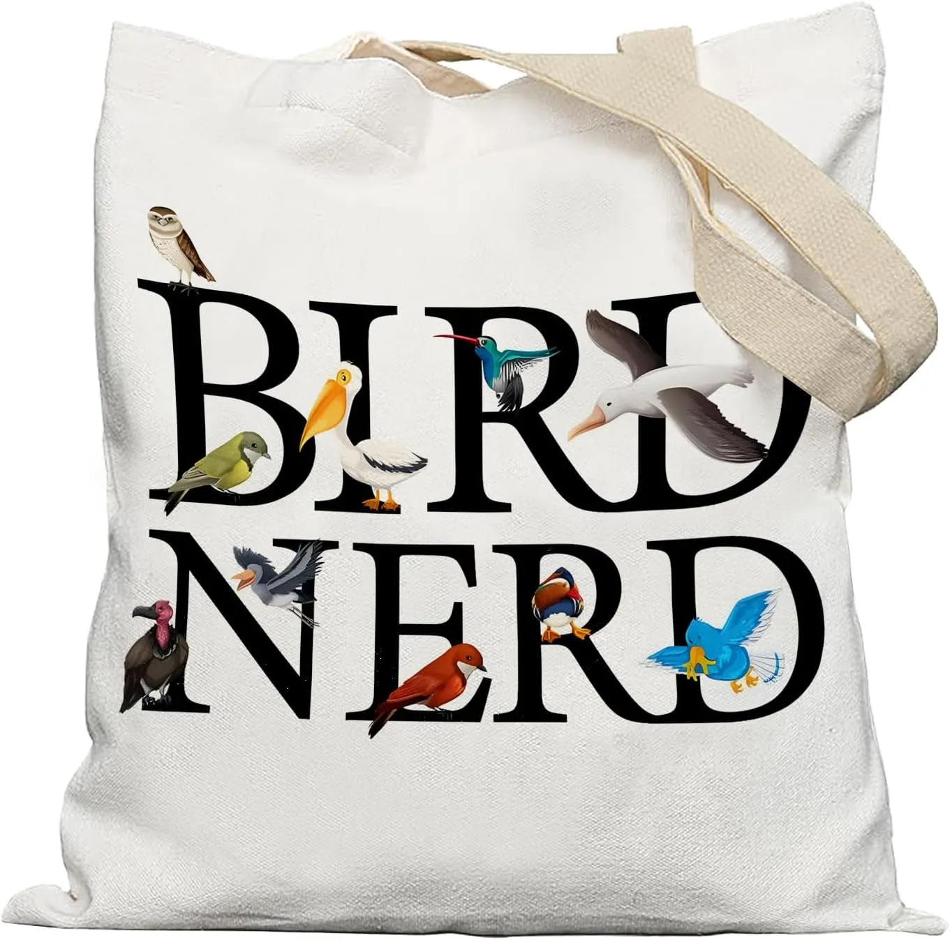 Bird Nerd Tote Bag, Bird Lovers Watcher Gifts Canvas Tote Bags for Women, Birds Watching Birding Gifts, Reusable Grocery Shopping Bags