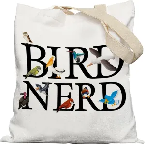 Bird Nerd Tote Bag, Bird Lovers Watcher Gifts Canvas Tote Bags for Women, Birds Watching Birding Gifts, Reusable Grocery Shopping Bags