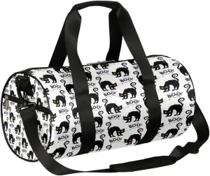Black Cat Gym Bag Small Gym Duffel Bags for Men Women Weird Cat Overnight Weekender Bag Lightweight Sport Duffle Bag Carry On Gymbag