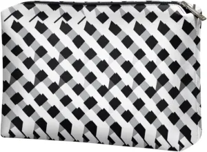 Black Checkerboard Travel Makeup Bag – Waterproof PU Leather Organizer (TSA-Friendly 7.8”L) | Small Makeup Bag for Purse & Carry-Ons | Personalized Gifts for Her