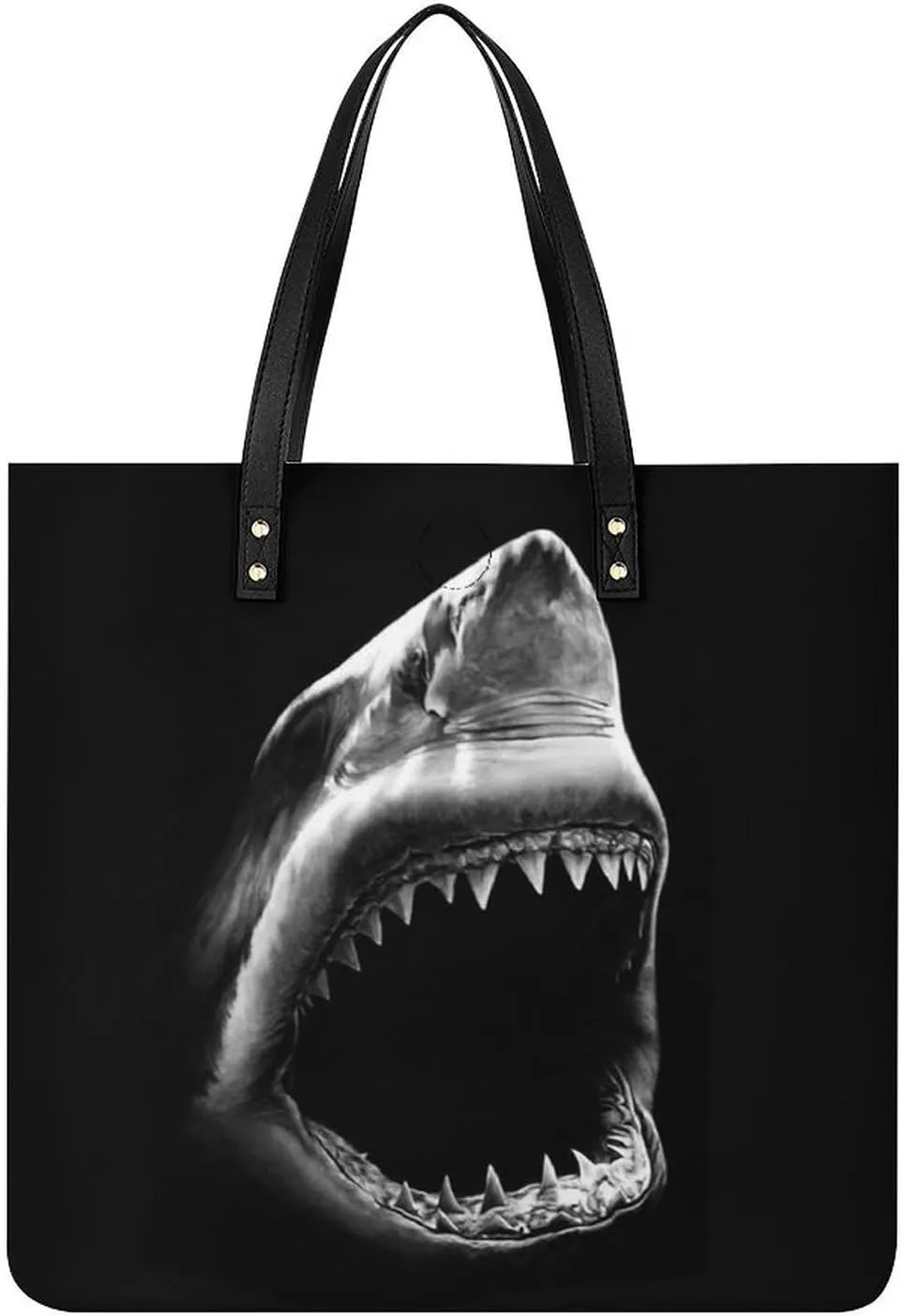 Black Shark Bite Novelty Tote Bags for Women Funny Handbags Top Handle Purses Crossbody Shoulder Bag Fashion