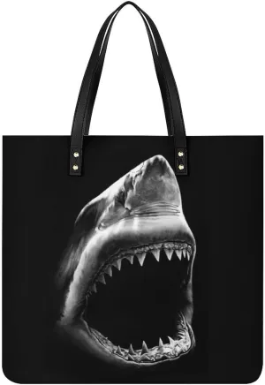 Black Shark Bite Novelty Tote Bags for Women Funny Handbags Top Handle Purses Crossbody Shoulder Bag Fashion