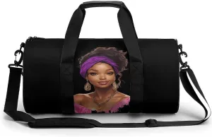Black with Dangle Earrings Unisex Gym Bag Travel Duffel Bags Overnight Sport Tote with Compartment for Weekender Vacation
