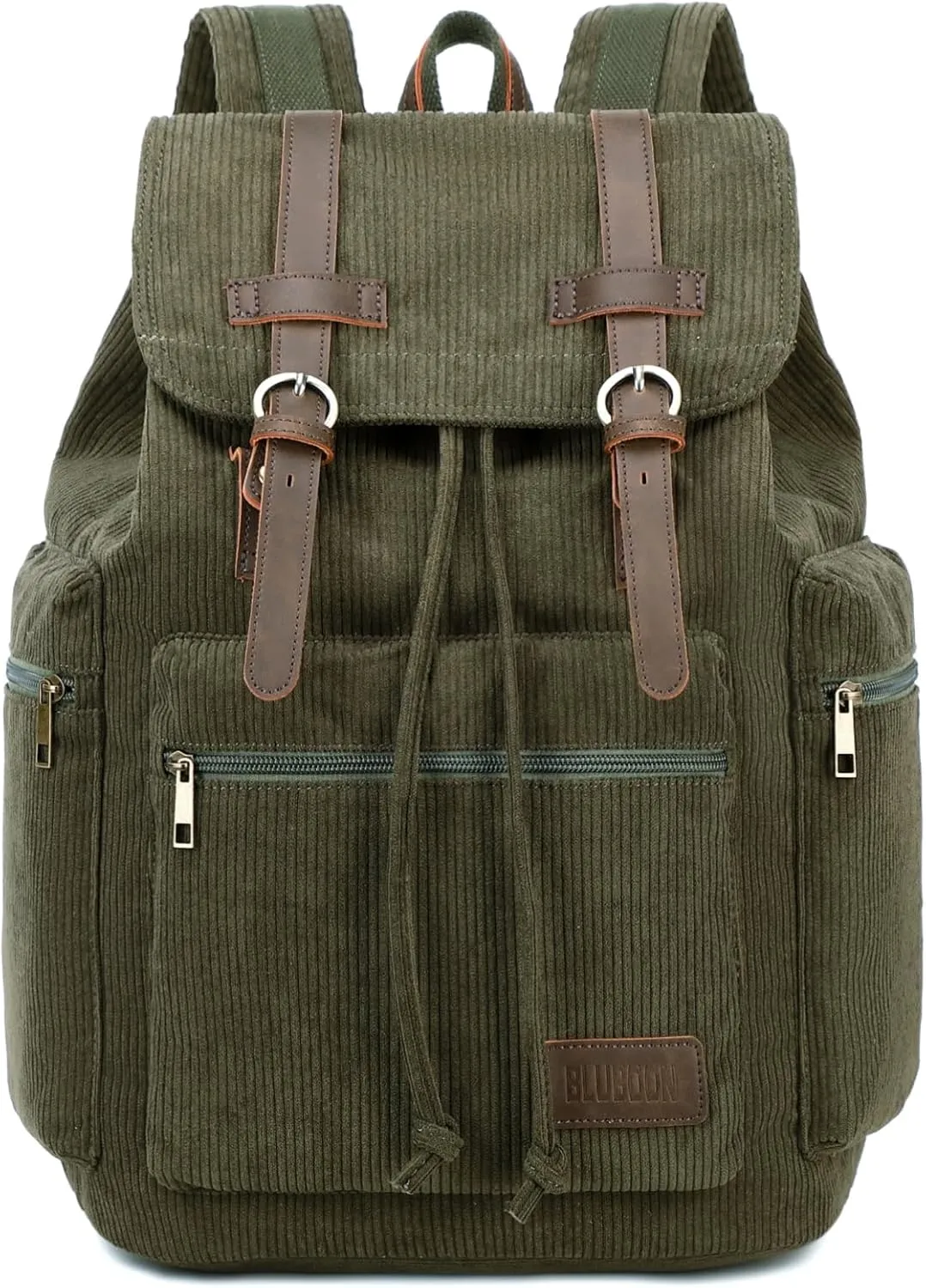 Bluboon Vintage Backpack Leather Trim Casual Bookbag Men Women Laptop Travel Rucksack