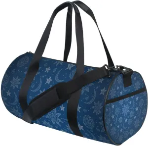 Blue Abstract Sun Moon Duffel Bag Canvas Travel Weekender Luggage Gym Handbag for Men Women