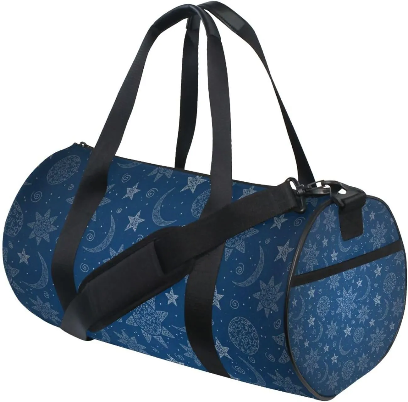 Blue Abstract Sun Moon Duffel Bag Canvas Travel Weekender Luggage Gym Handbag for Men Women