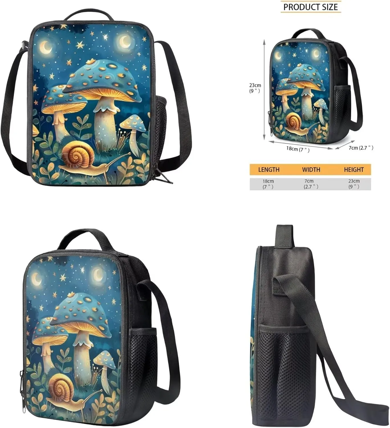 Blue Mushroom Kids' Backpacks & Lunch Boxes Snail Kids Travel Backpack School Backpack for High School Kids Backpacks Boys School Backpack for Teens Pencil Box Cute
