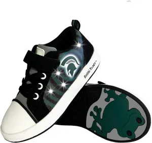 Bobbi-Toads Michigan State University Lighted Sneaker with Adjustable Strap Child Shoes & Mascot Sparty (Toddler/Little Kid) Green and Black