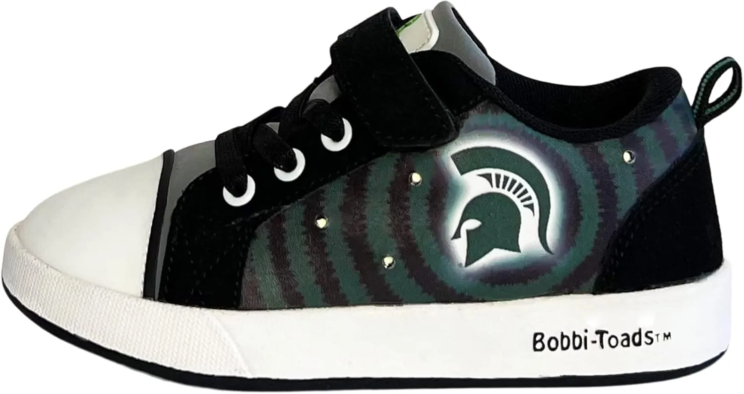 Bobbi-Toads Michigan State University Lighted Sneaker with Adjustable Strap Child Shoes & Mascot Sparty (Toddler/Little Kid) Green and Black