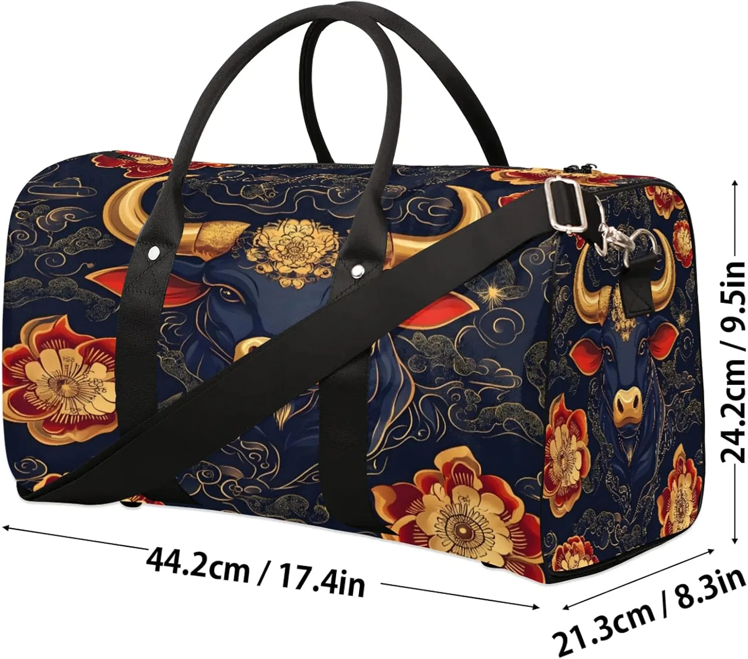 Boho Duffle Bag for Travel, Overnight Weekend Gym Carry On Luggage Bag, Bull Cow Travel Duffel Bag for Men Women