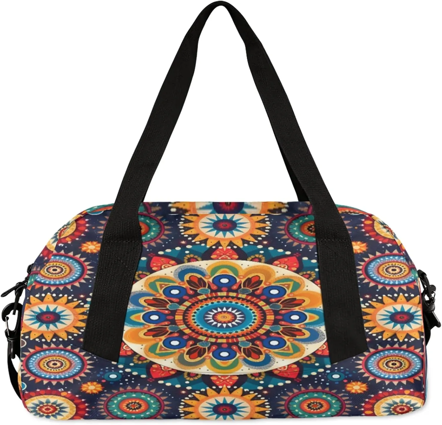 Boho Mandala Kids Duffel Bag Lightweight Waterproof Sports Gym Bag with Front Zipper Pocket Foldable Weekender Overnight Bag for School Practice Gymnastic Ballet
