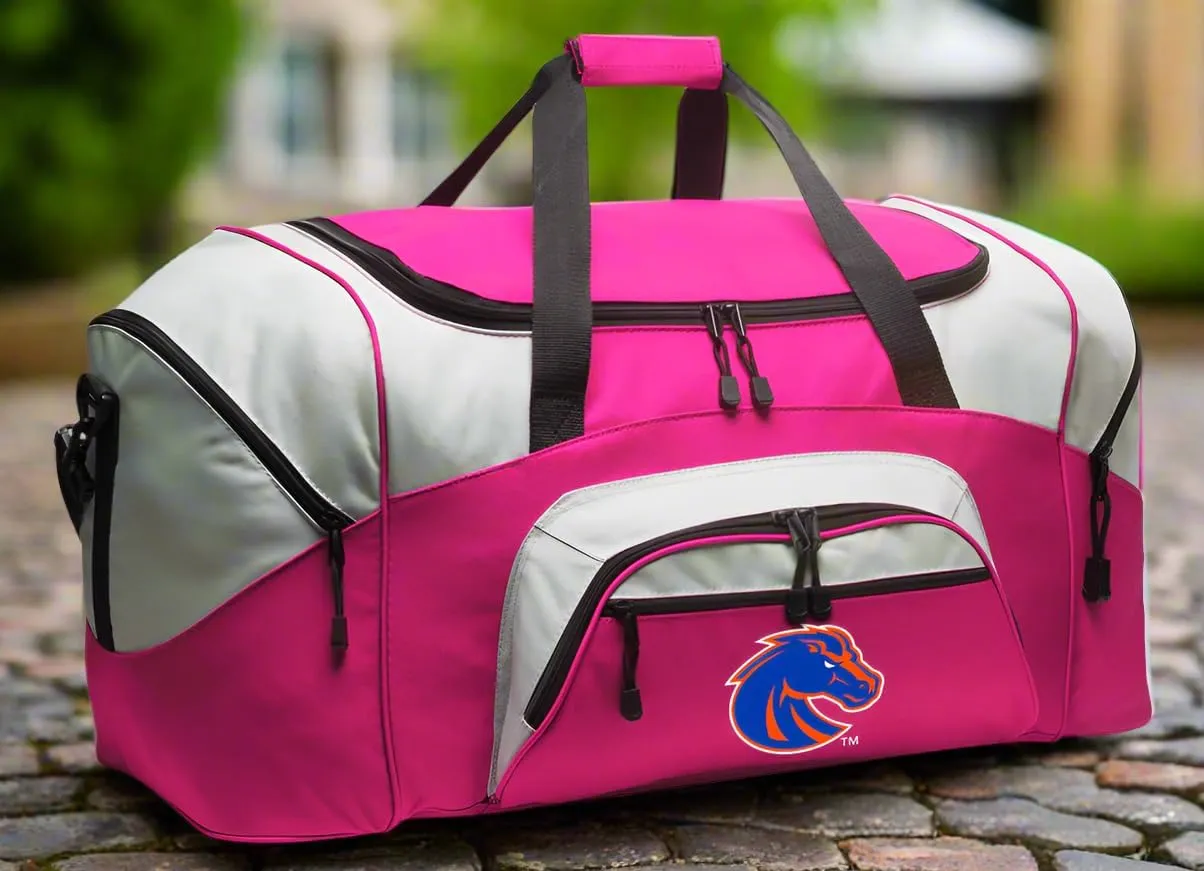Boise State Suitcase Duffel Bag Large Boise State University Duffle for Travel or Sports Gear Bag (Pink)
