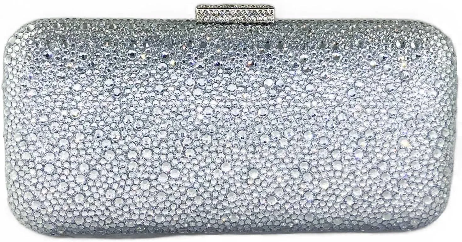 Boutique De FGG Bling Crystal Clutch Purse for Women Formal Evening Handbags Wedding Party Bridal Rhinestone Clutch Bag,Mini