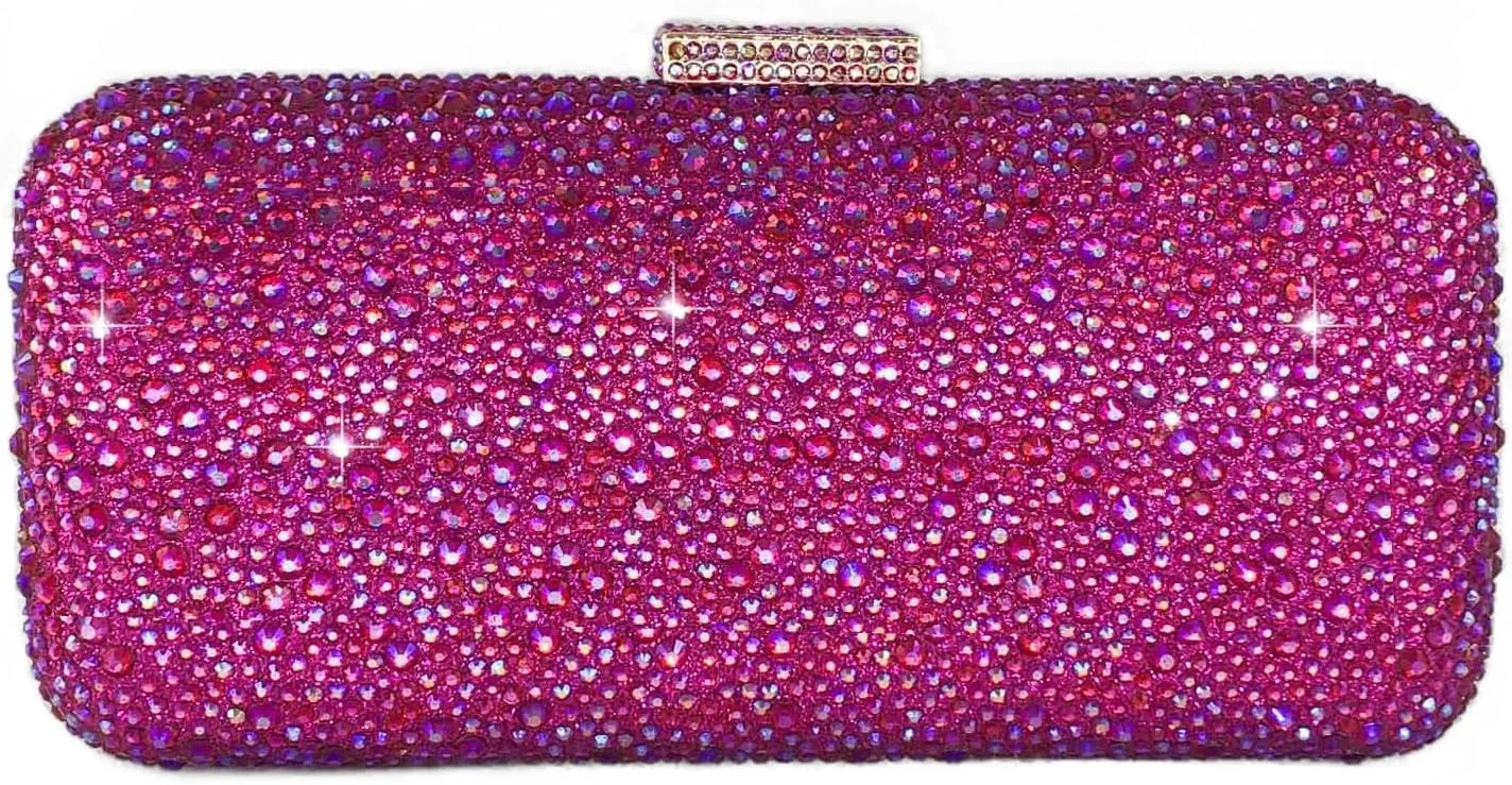Boutique De FGG Bling Crystal Clutch Purse for Women Formal Evening Handbags Wedding Party Bridal Rhinestone Clutch Bag,Mini