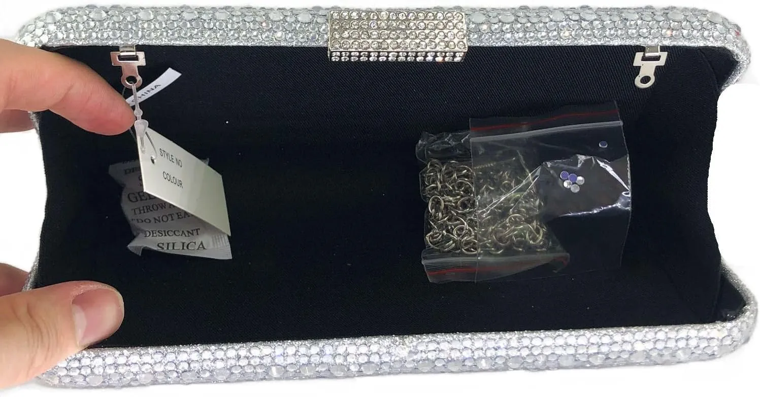Boutique De FGG Bling Crystal Clutch Purse for Women Formal Evening Handbags Wedding Party Bridal Rhinestone Clutch Bag,Mini