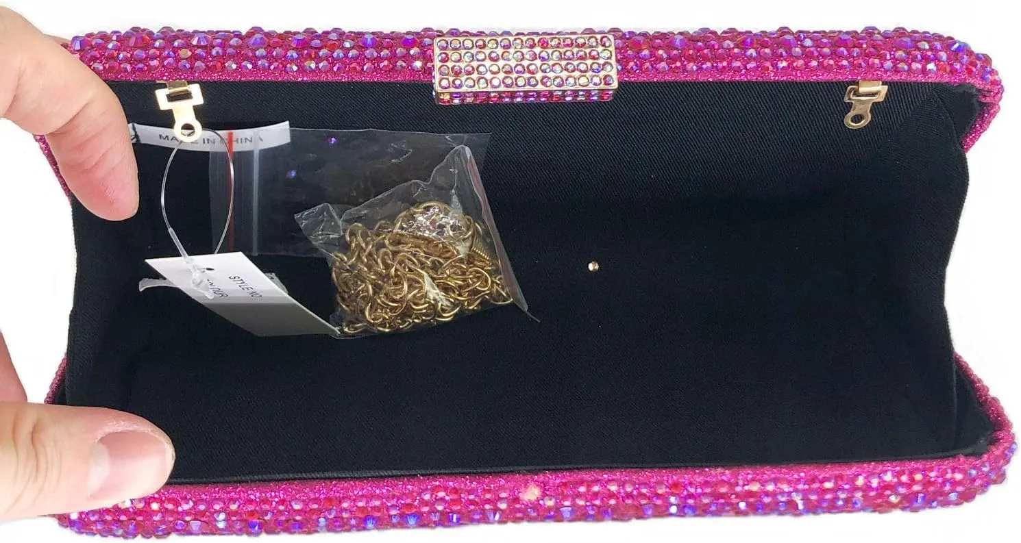 Boutique De FGG Bling Crystal Clutch Purse for Women Formal Evening Handbags Wedding Party Bridal Rhinestone Clutch Bag,Mini