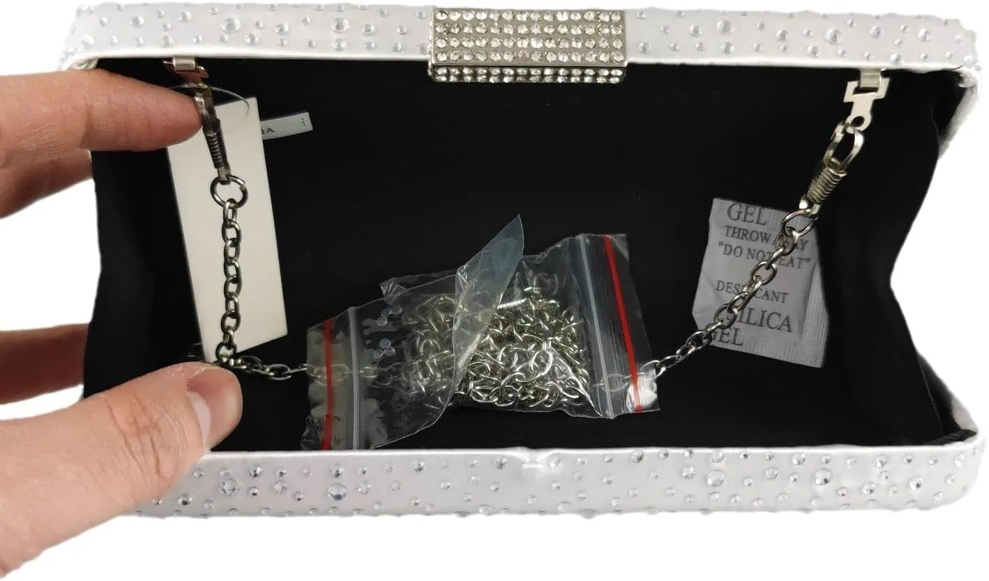 Boutique De FGG Elegant Women Crystal Clutch Purse Formal Evening Bags Wedding Handbags Cocktail Rhinestone Clutch Purse,Mini