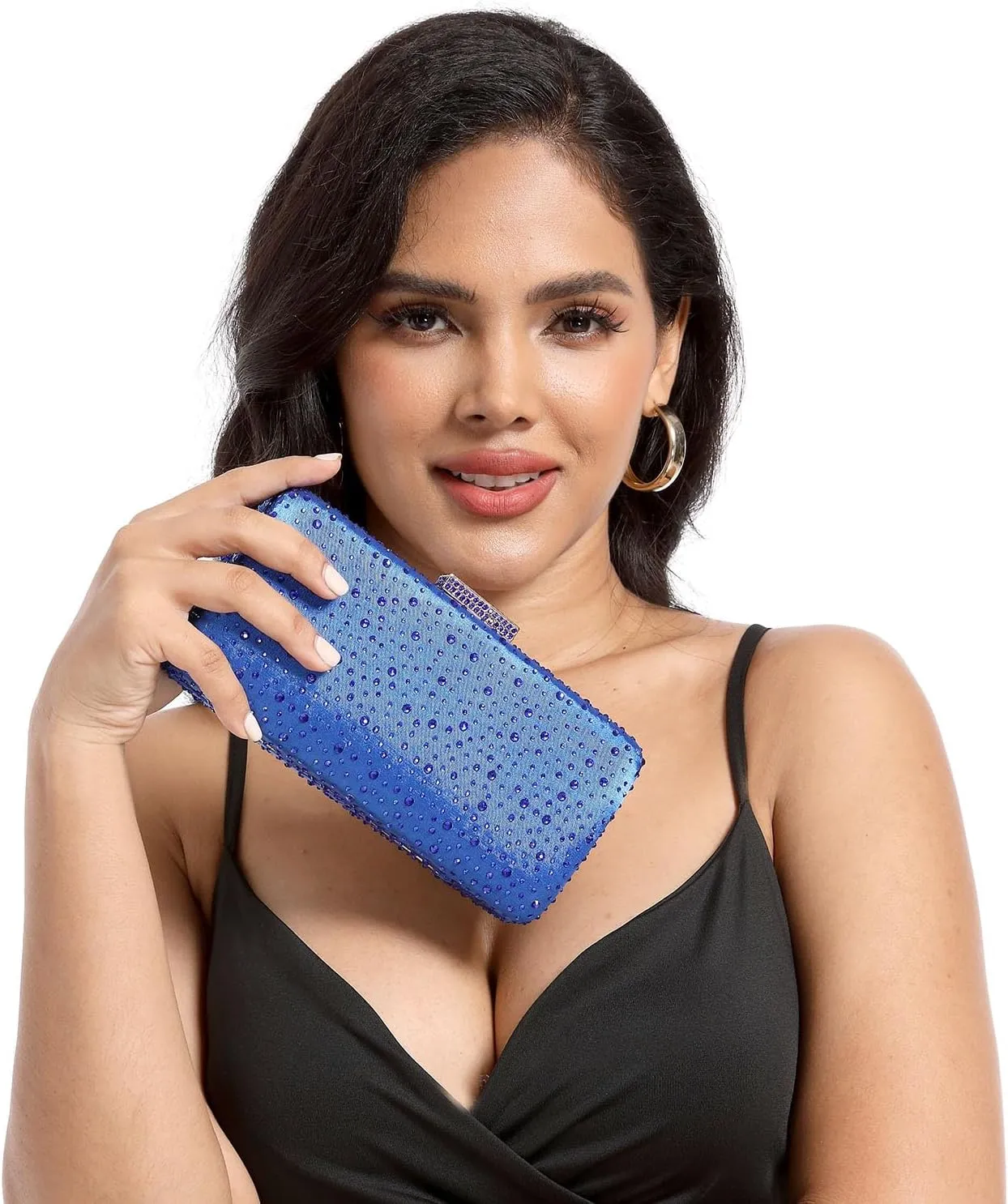 Boutique De FGG Elegant Women Crystal Clutch Purse Formal Evening Bags Wedding Handbags Cocktail Rhinestone Clutch Purse,Mini