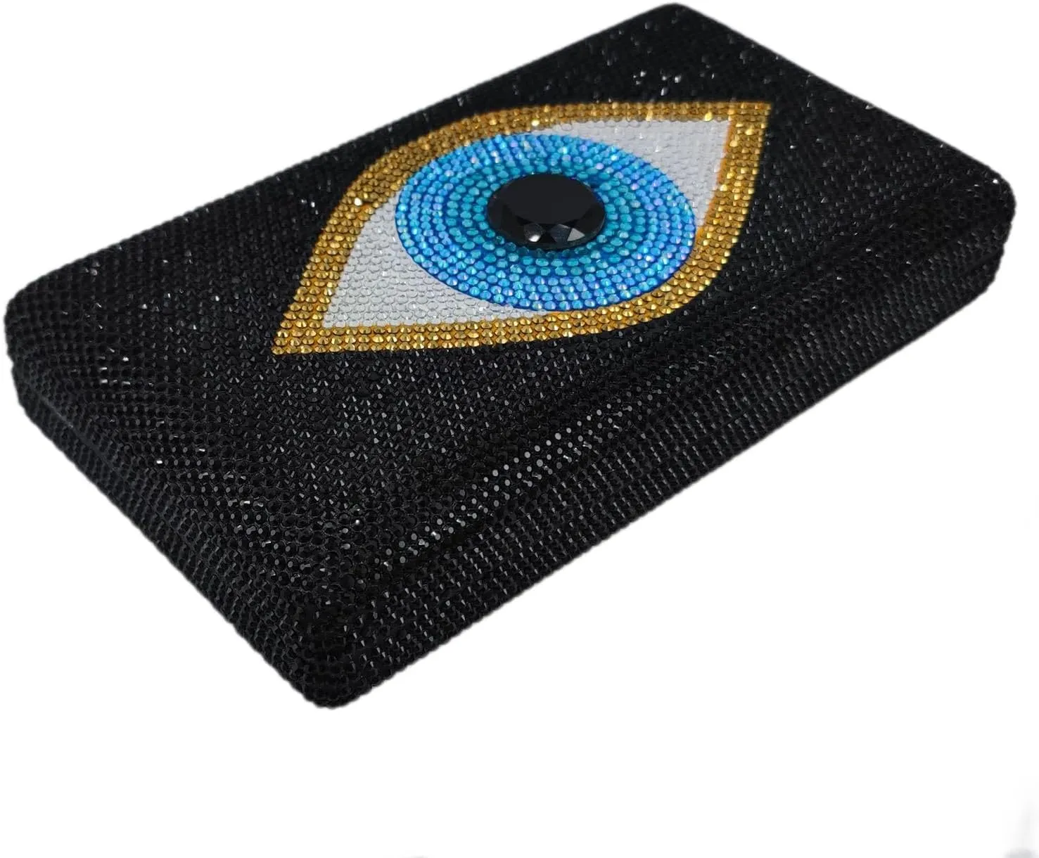 Boutique De FGG Evil Eye Rhinestone Clutch Purses for Women Formal Evening Bags Party Crystal Clutch Bag Prom Handbag,Mini