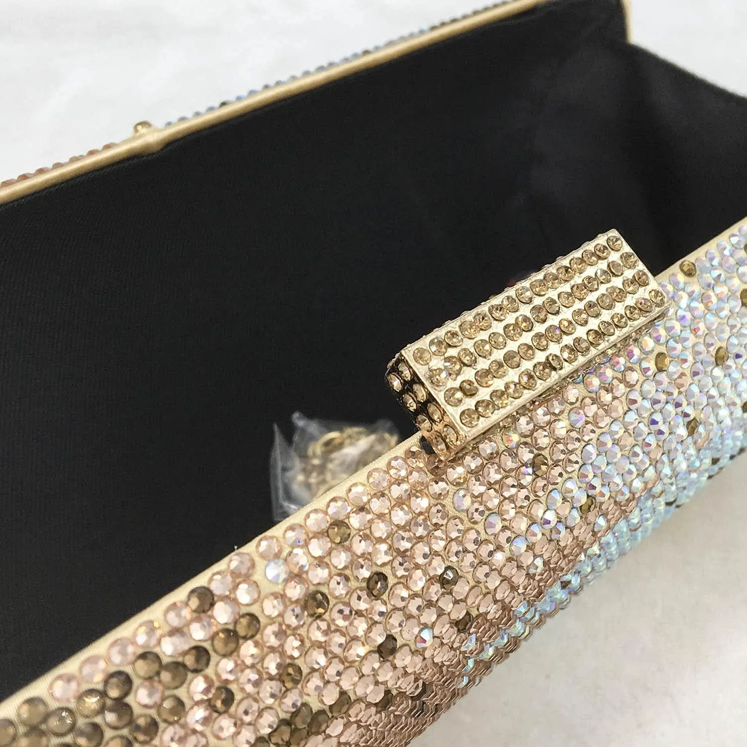 Boutique De FGG Long Evening Bags and Clutches for Women Formal Party Rhinestone Handbags Wedding Crystal Clutch Purse,Mini