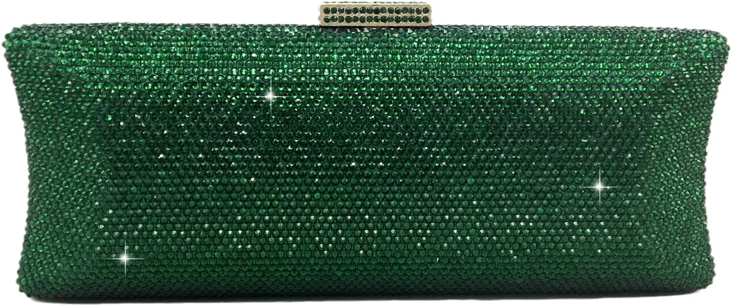Boutique De FGG Long Evening Bags and Clutches for Women Formal Party Rhinestone Handbags Wedding Crystal Clutch Purse,Mini