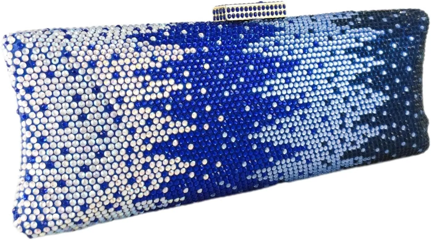 Boutique De FGG Long Evening Bags and Clutches for Women Formal Party Rhinestone Handbags Wedding Crystal Clutch Purse,Mini