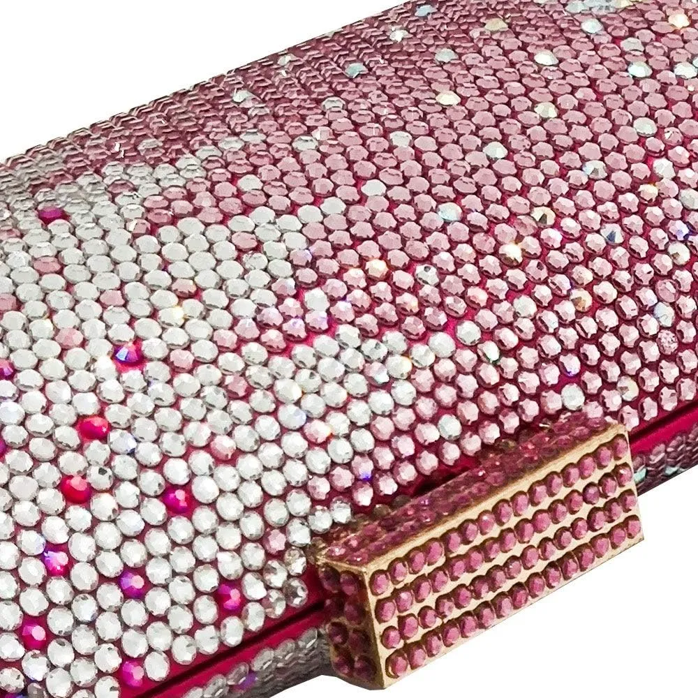 Boutique De FGG Long Evening Bags and Clutches for Women Formal Party Rhinestone Handbags Wedding Crystal Clutch Purse,Mini