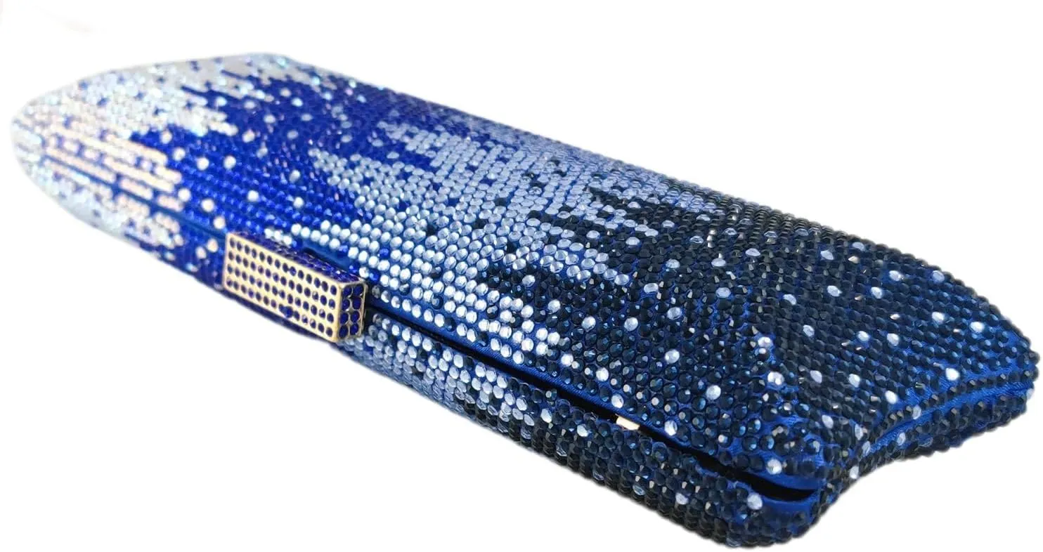 Boutique De FGG Long Evening Bags and Clutches for Women Formal Party Rhinestone Handbags Wedding Crystal Clutch Purse,Mini