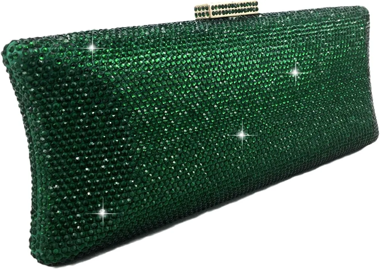 Boutique De FGG Long Evening Bags and Clutches for Women Formal Party Rhinestone Handbags Wedding Crystal Clutch Purse,Mini