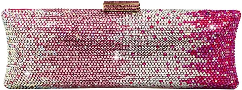Boutique De FGG Long Evening Bags and Clutches for Women Formal Party Rhinestone Handbags Wedding Crystal Clutch Purse,Mini