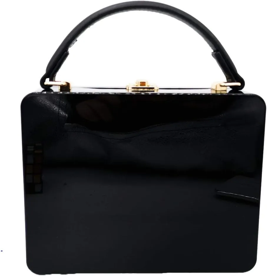 Boutique De FGG Novelty Acrylic Shoulder Bag for Women, Designer Box Clutch Tote Purse & Crossbody Handbag Evening Bag,Small