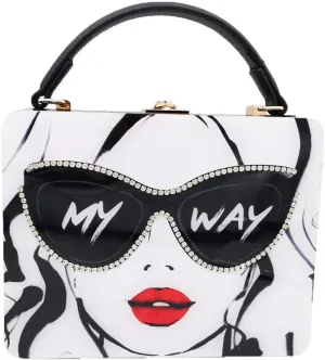 Boutique De FGG Novelty Acrylic Shoulder Bag for Women, Designer Box Clutch Tote Purse & Crossbody Handbag Evening Bag,Small