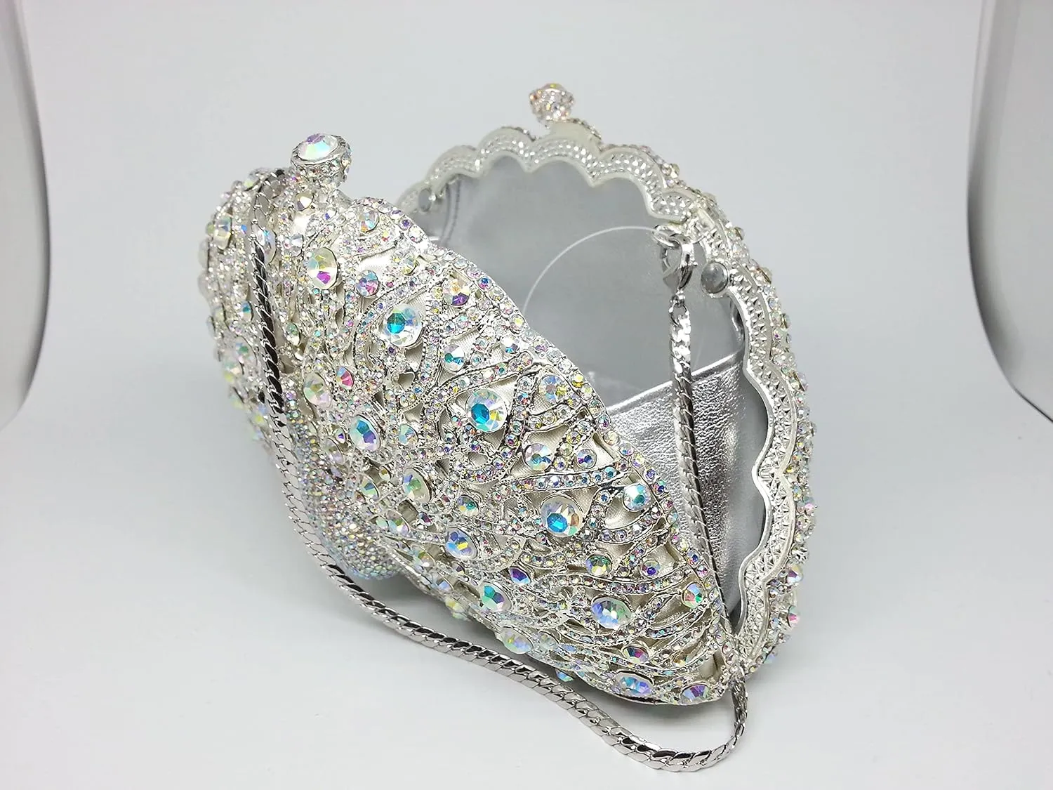 Boutique De FGG Peacock Clutch Bag Women Crystal Evening Handbags Bridal Wedding Rhinestone Clutch Purse Party Prom Bag,Mini